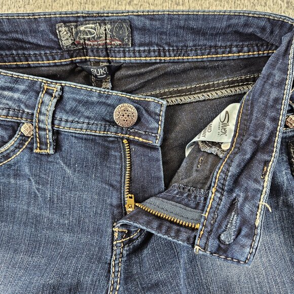 Silver Jeans Womens 26 (28x30) Blue Mod Rise Suki Super Skinny Embroidered - Picture 3 of 16